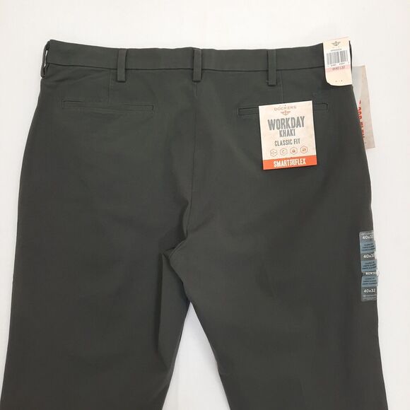 NWT Dockers Workday Khakis Classic Fit Pants Sz 40 x 32 Gray Stretch Flat Front - Picture 7 of 9